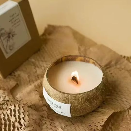 Home Fragrance Accessories - Natural Coconut Shell Scented Candle, Aromatherapy
