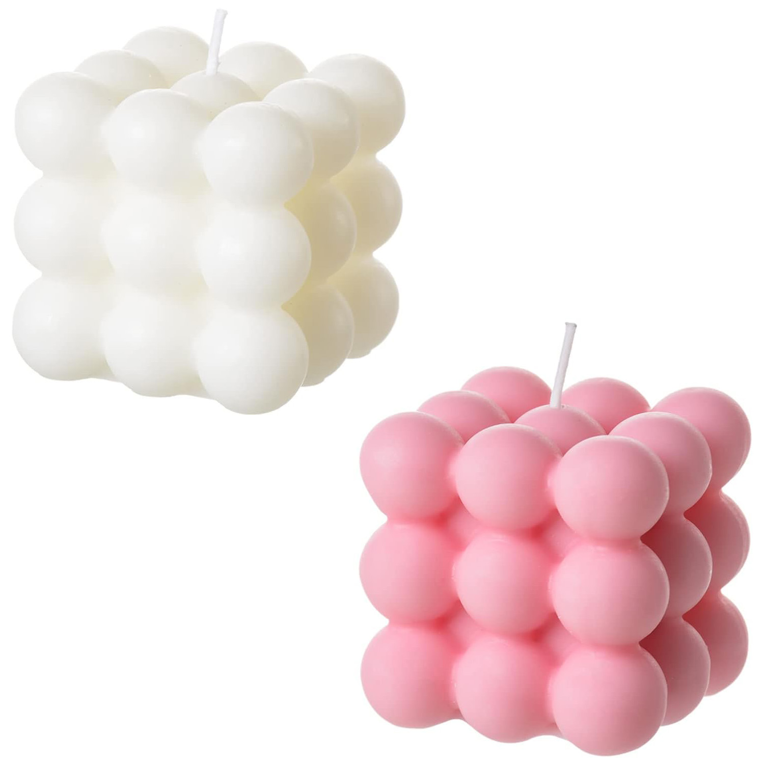 Soy Wax Flake - 2 Pieces White Pink Bubble Candle