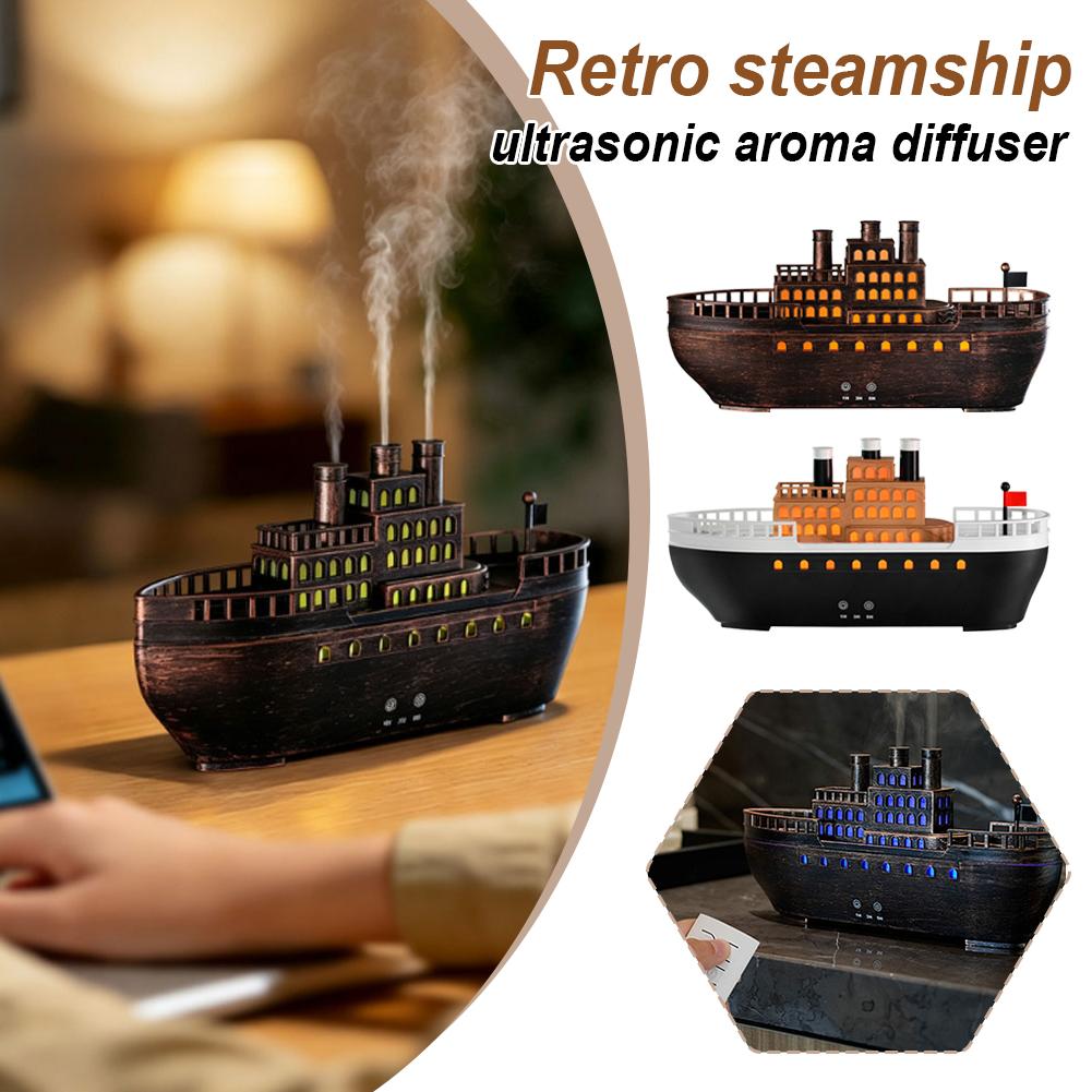 Home Fragrance Accessories - Retro Steamboat Ultrasonic Essential Oil Diffuser