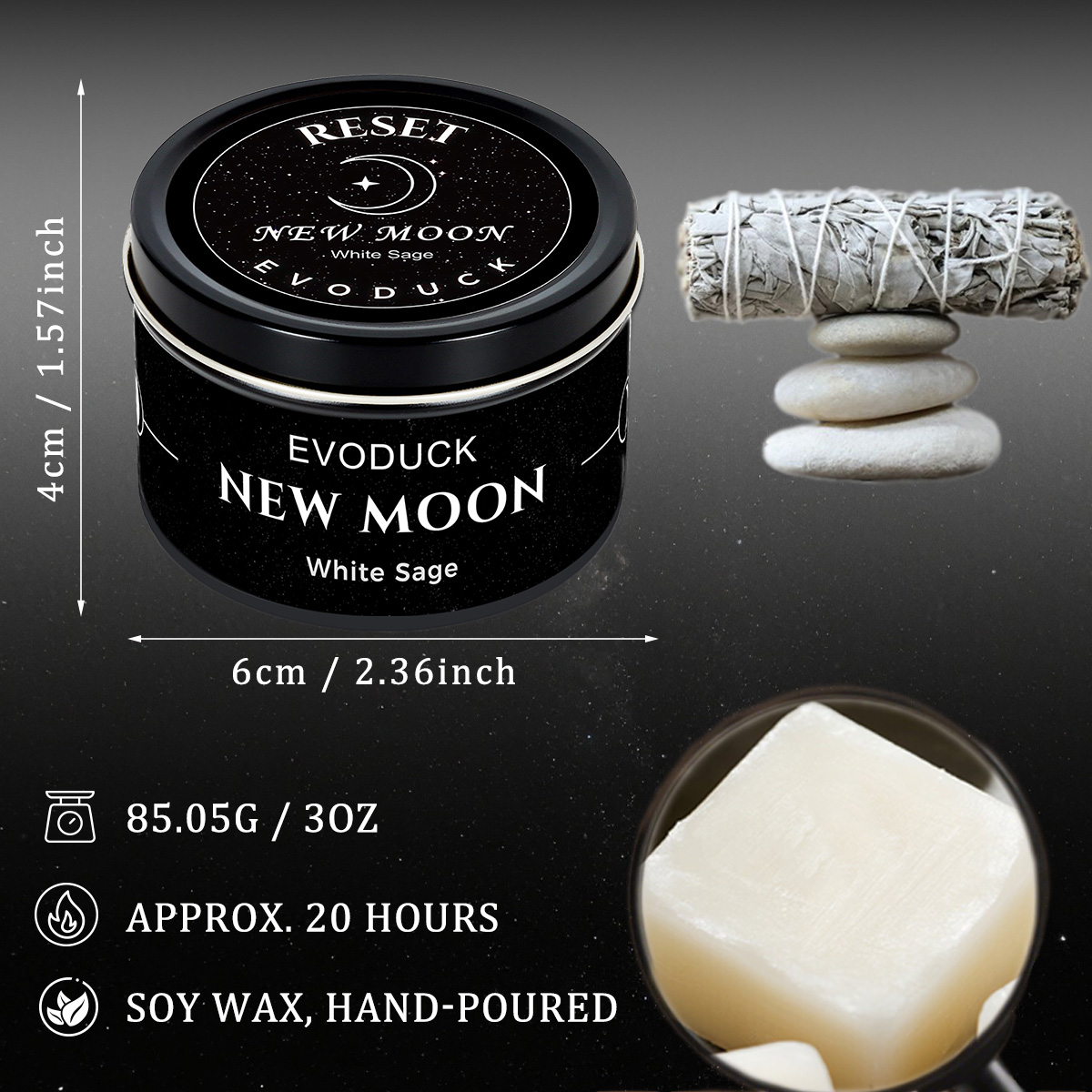 1pc New Moon Scented Candles C - огляд і ціна Soy Wax Flake