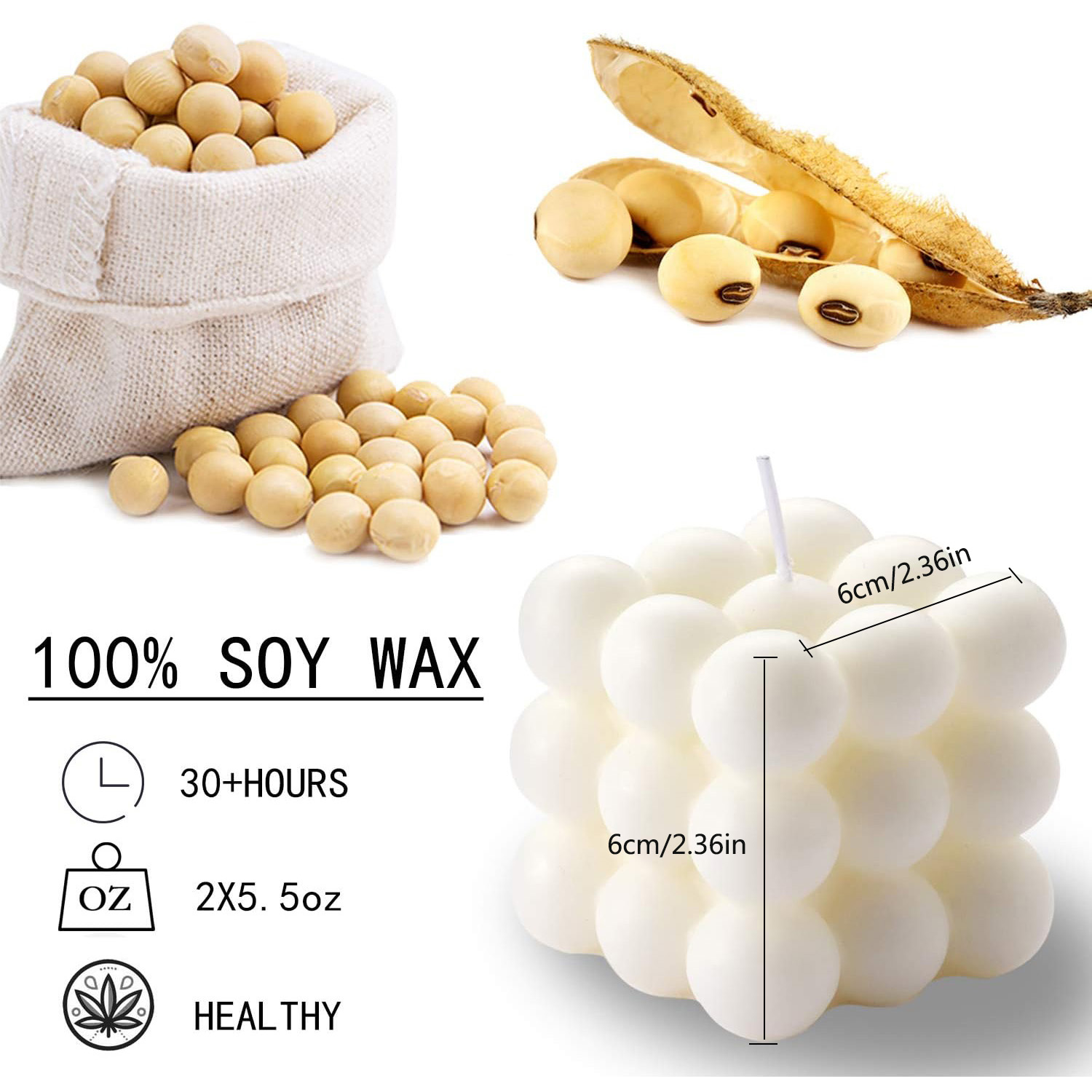 2 Pieces White Pink Bubble Can - огляд і ціна Soy Wax Flake